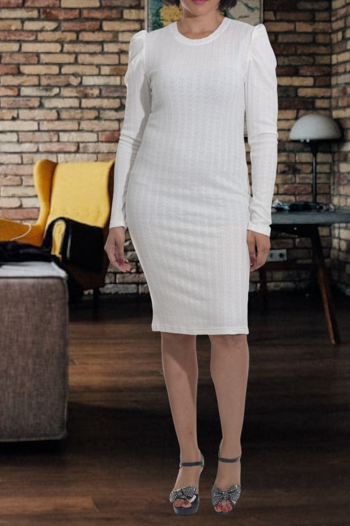 White Puffed Sleeve Dress - StylePhase SA