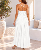 White strappy ring detail draped maxi dress back view