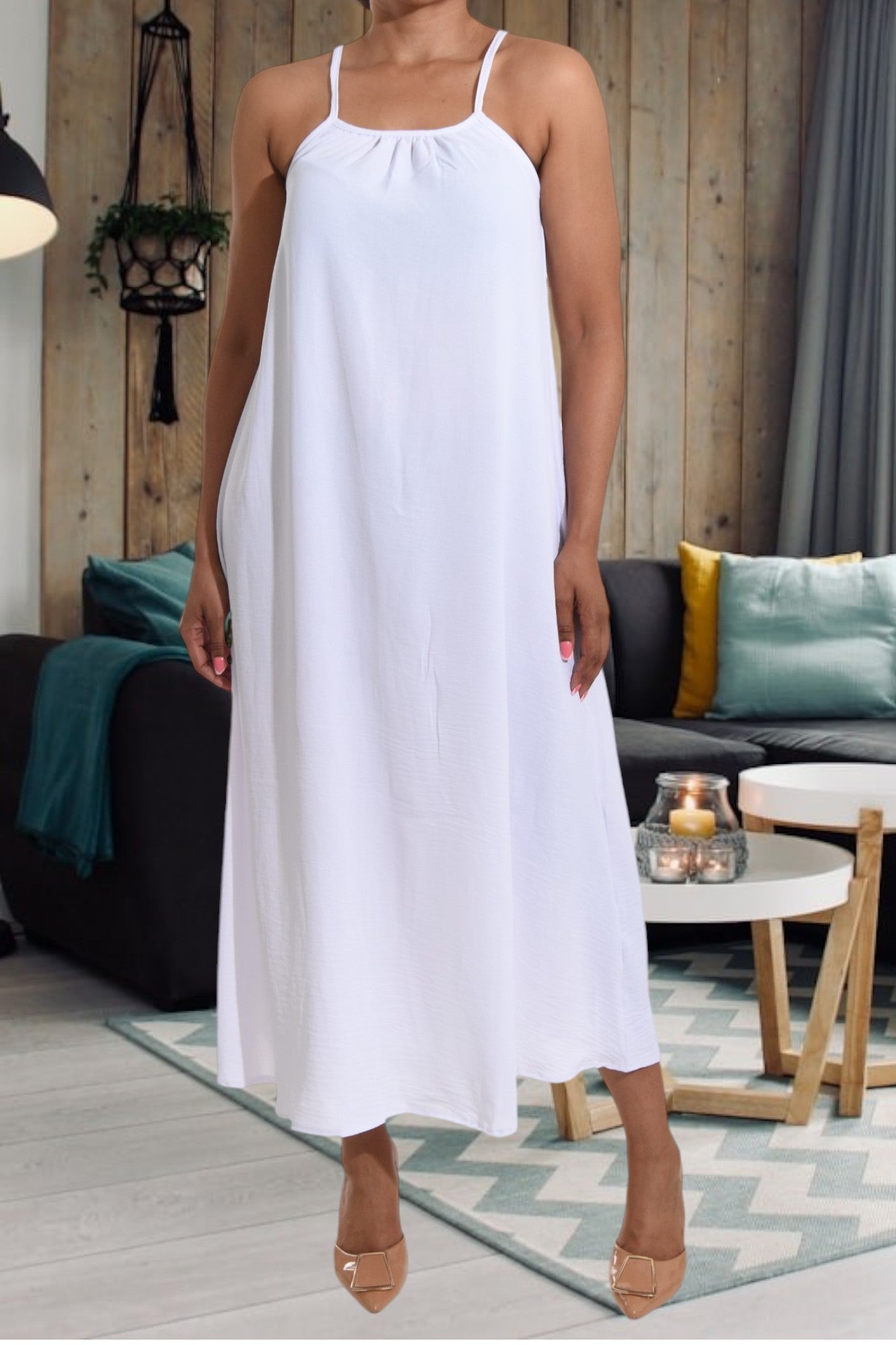 White strappy maxi dress hotsell