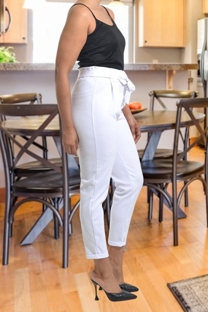 White Tie Front Pants - StylePhase SA