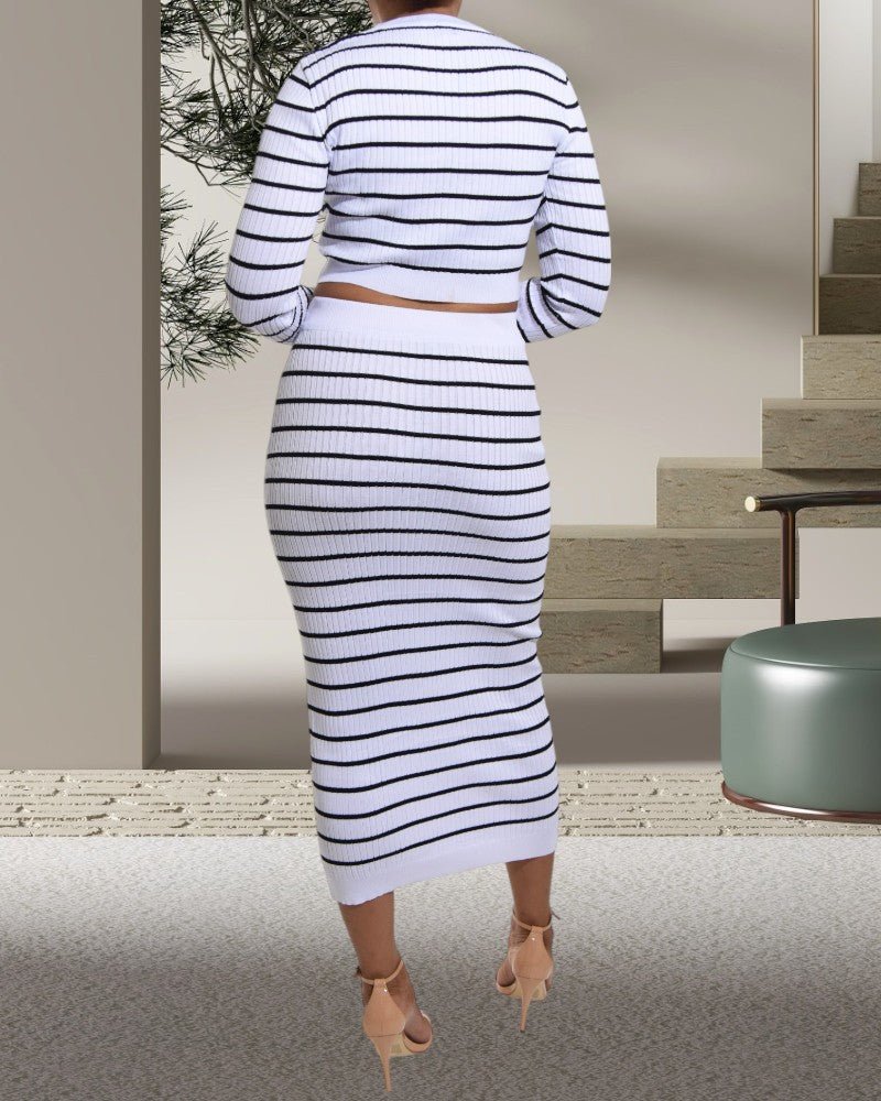 White Top and Skirt Knit 2Pc Set - StylePhase SA