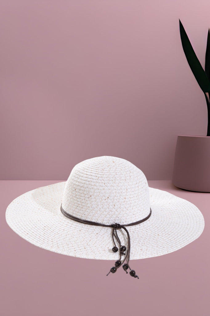 White Wide Brim Hat with Rope - StylePhase SA