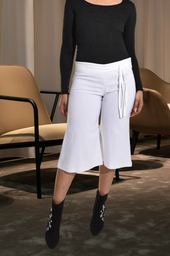 White Wide Leg Capri Pants - StylePhase SA