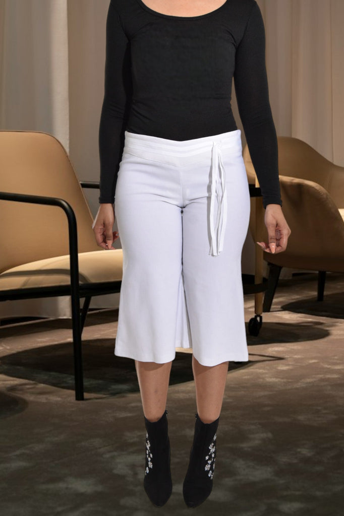 White Wide Leg Capri Pants - StylePhase SA