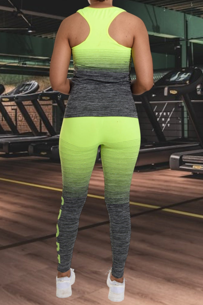 Yellow And Grey Sport Printed Activewear Set - StylePhase SA