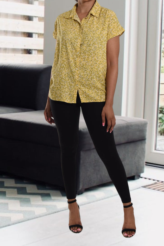 Yellow And Olive Button Top - StylePhase SA