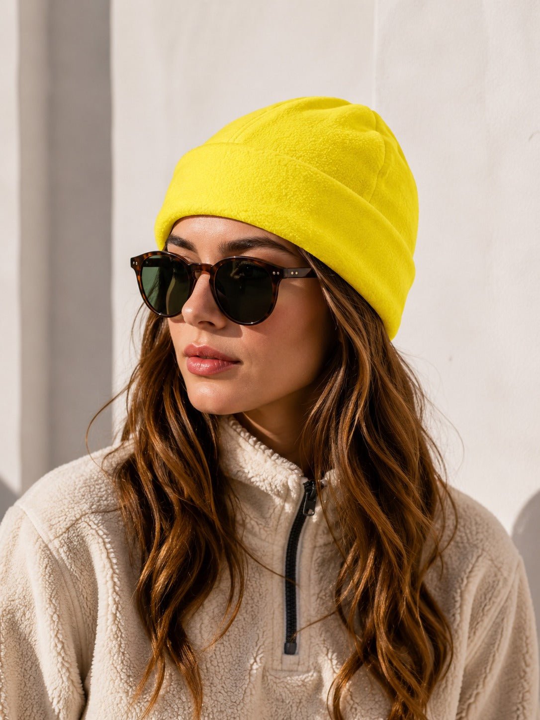 Yellow Polar Fleece Beanies - StylePhase SA