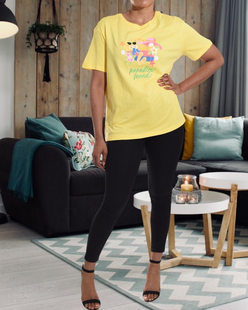 Yellow Printed Tee - StylePhase SA