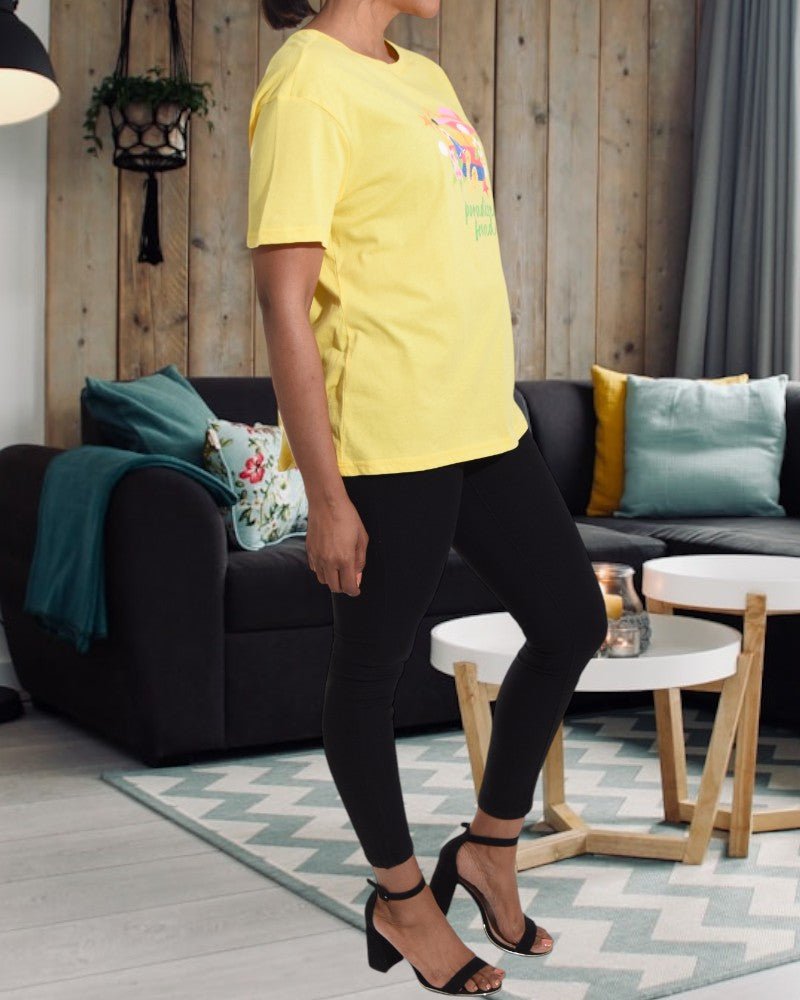 Yellow Printed Tee - StylePhase SA