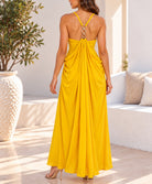 Yellow ring back maxi dress back view