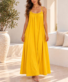 Yellow ring back maxi dress front view