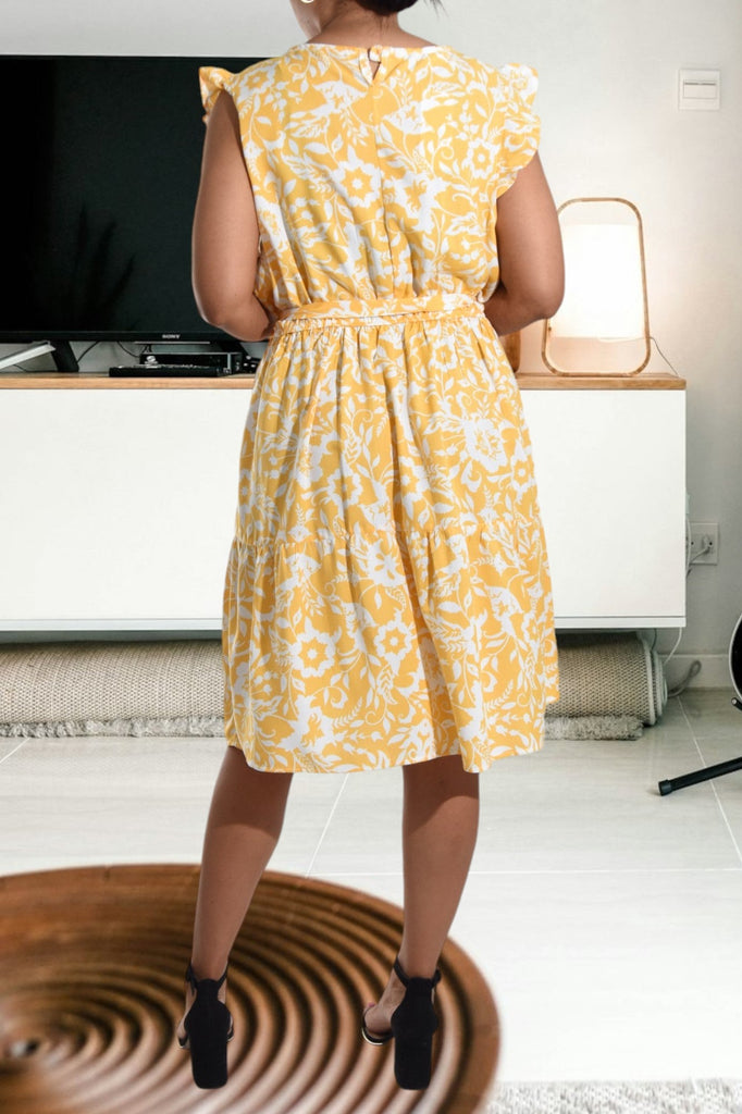 Yellow Ruffle Tie Mini Dress - StylePhase SA