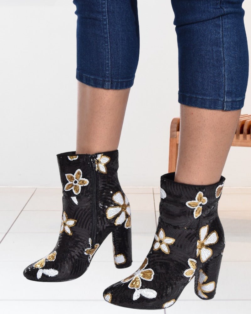 Black and Gold Froita Boots - StylePhase SA