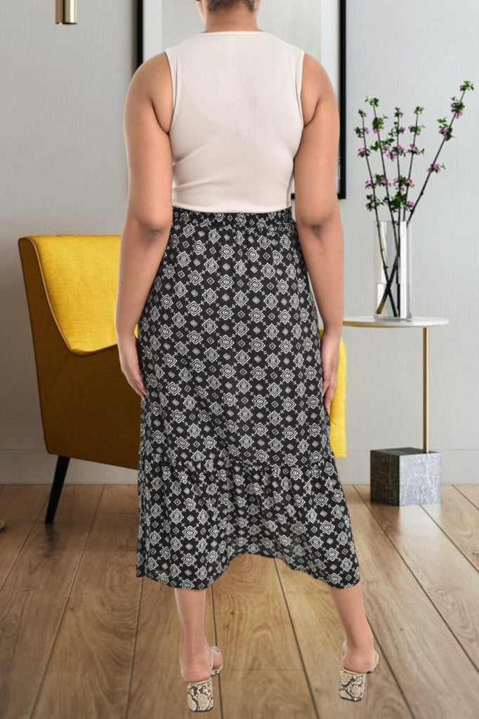 Black Button Printed Skirt - StylePhase SA