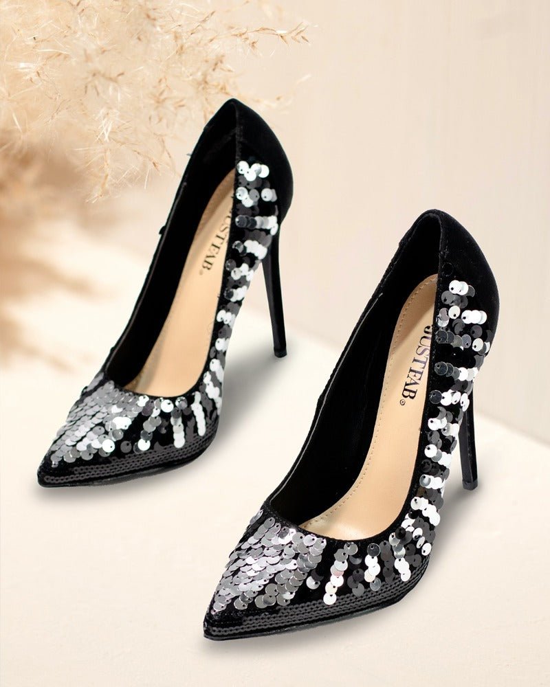HEDLA Black Satin Crystal Rhinestone Platform Women's High Heel Wedding Pumps  Shoes – Zerga Shoes