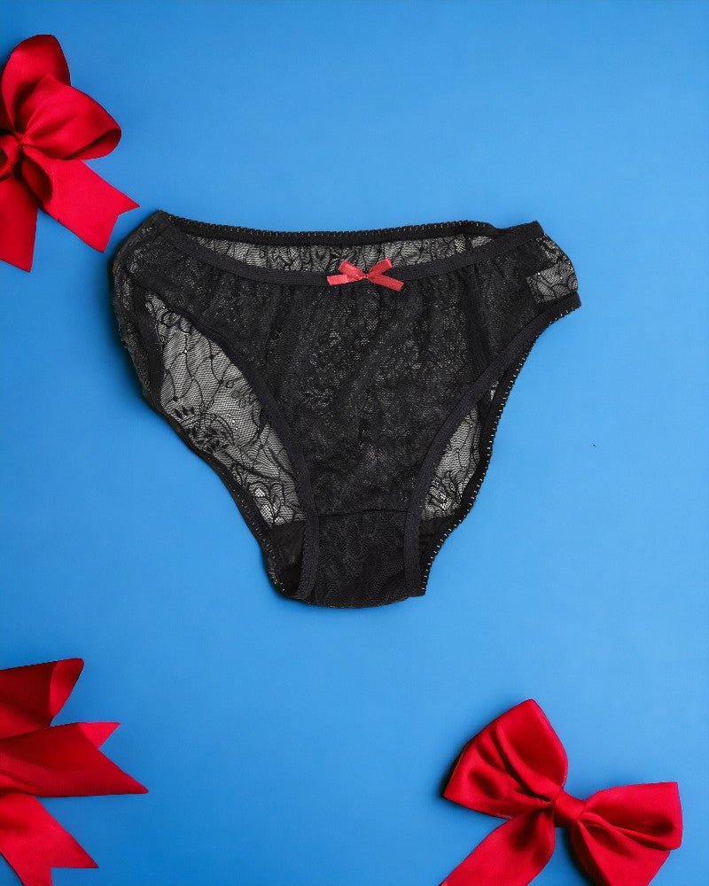 Black Lace Panty With Bow - StylePhase SA