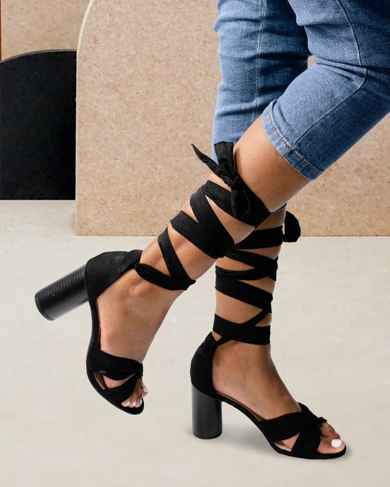 Black Tie Up Heels - StylePhase SA
