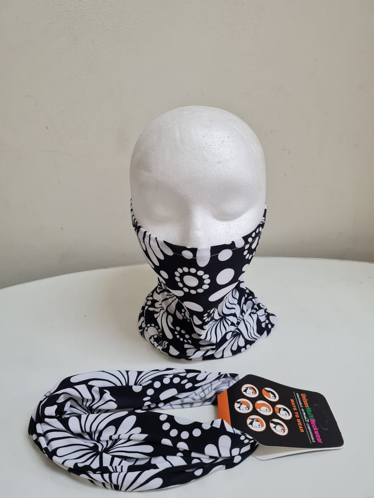 Black/White Floral Neck Gaiter Mask - StylePhase SA