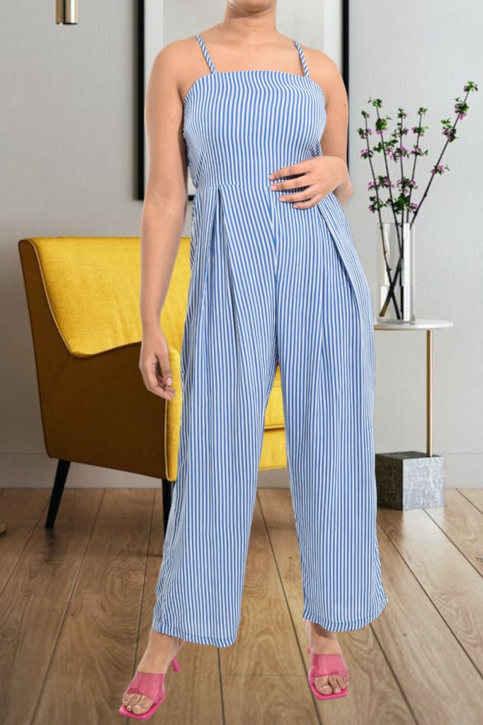 Blue And White Strappy Jumpsuit - StylePhase SA