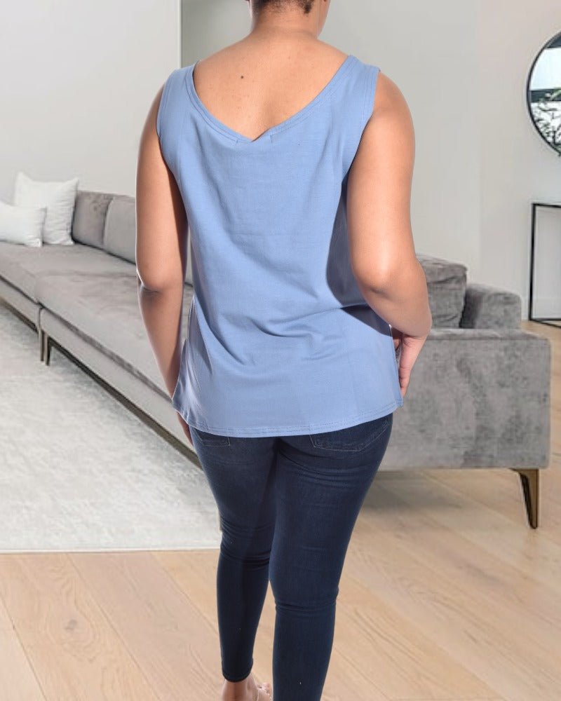 Blue Printed Vest Top - StylePhase SA