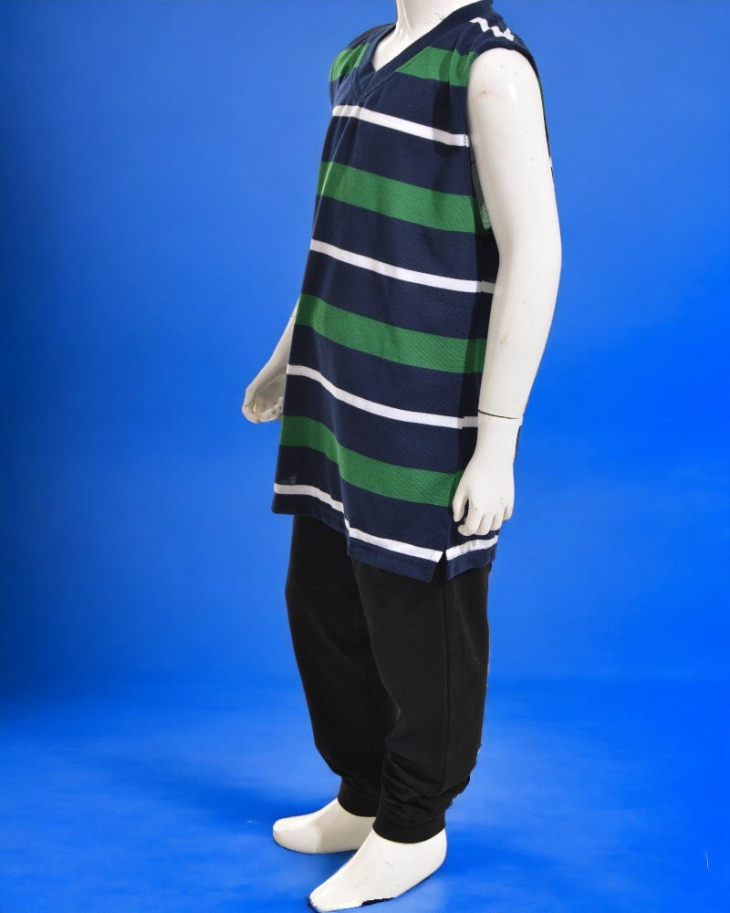 Boys Green And Navy Stripe Vest - StylePhase SA