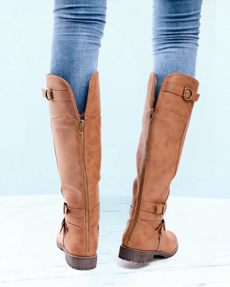 Brown Kira Flat Boots - StylePhase SA
