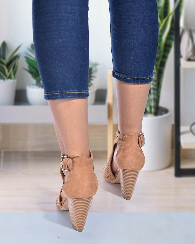 Brown Open Toe Block Heel - StylePhase SA