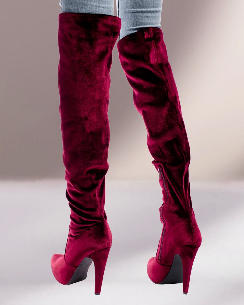 Burgundy Yael Heeled Boots - StylePhase SA