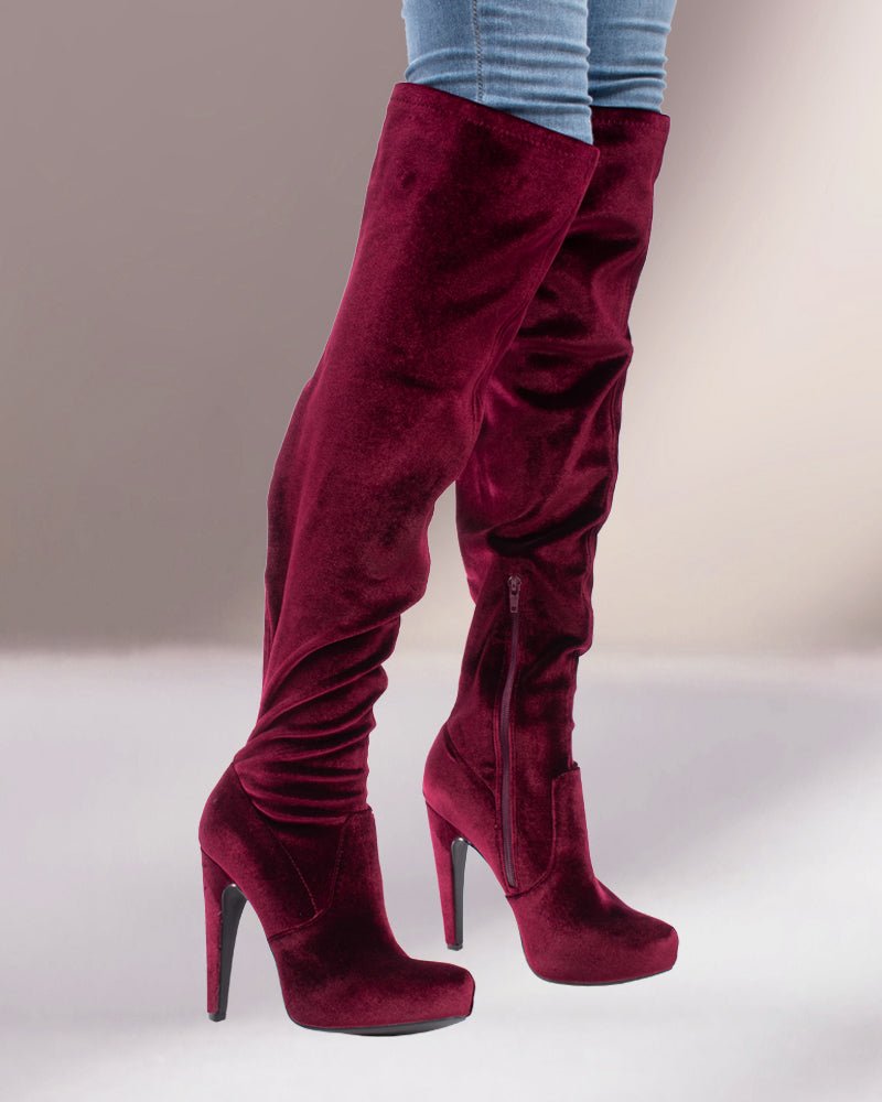 Burgundy Yael Heeled Boots - StylePhase SA