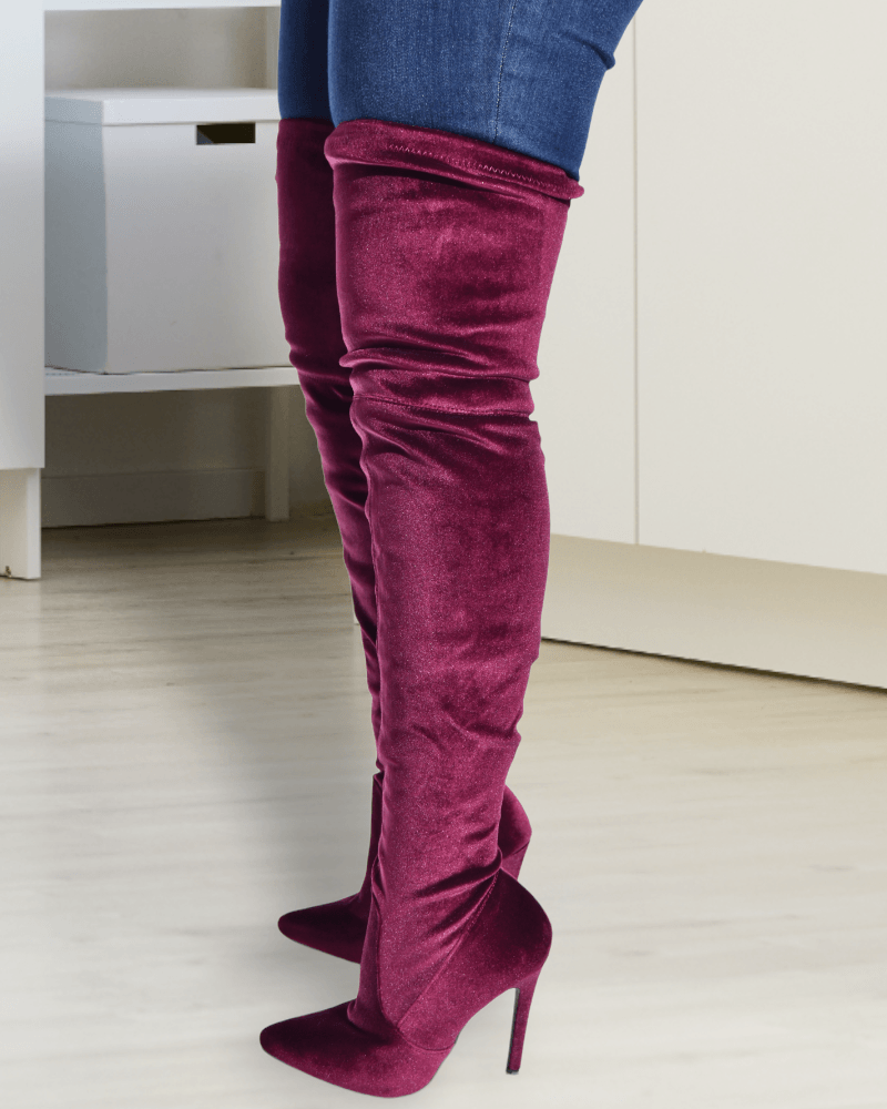 Maroon clearance heeled boots
