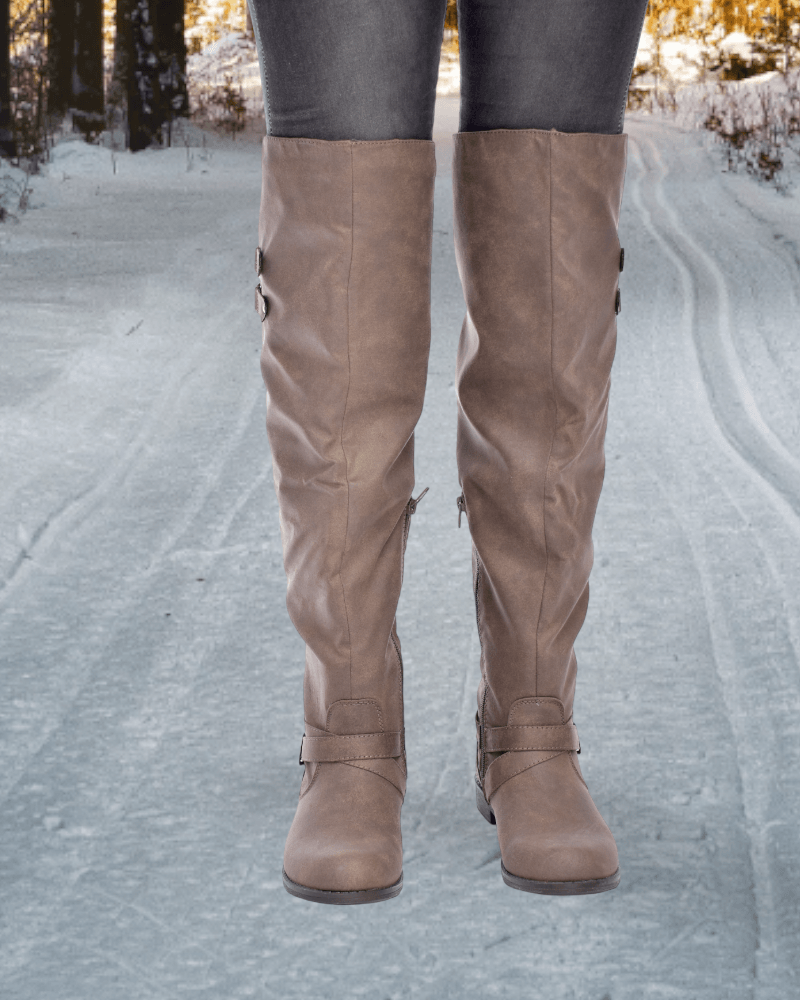 Over the knee taupe boots hot sale