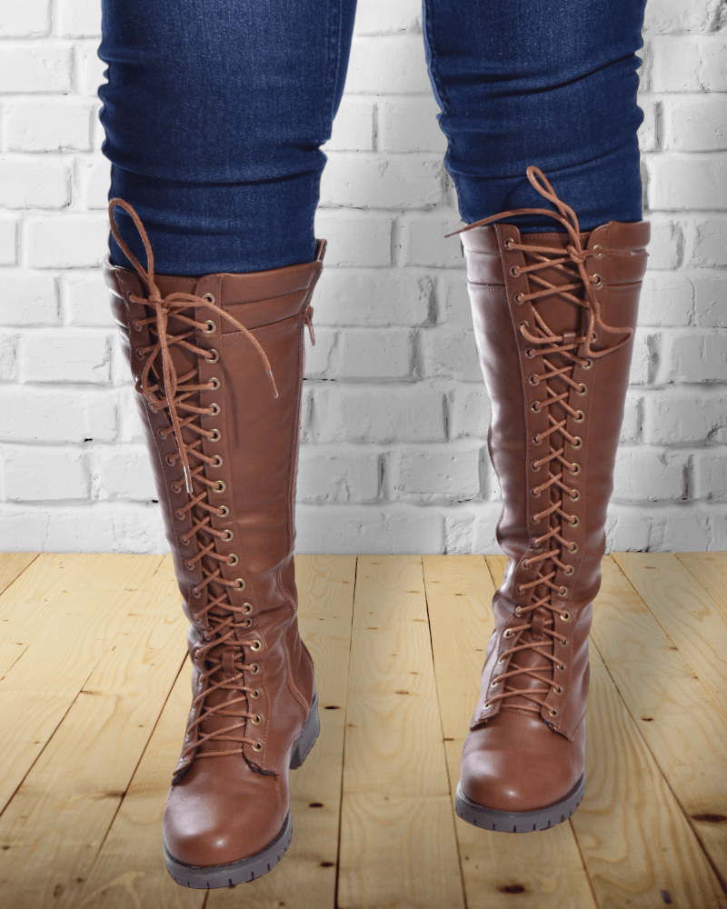 Cecily Cognac Lace Up Boots - StylePhase SA