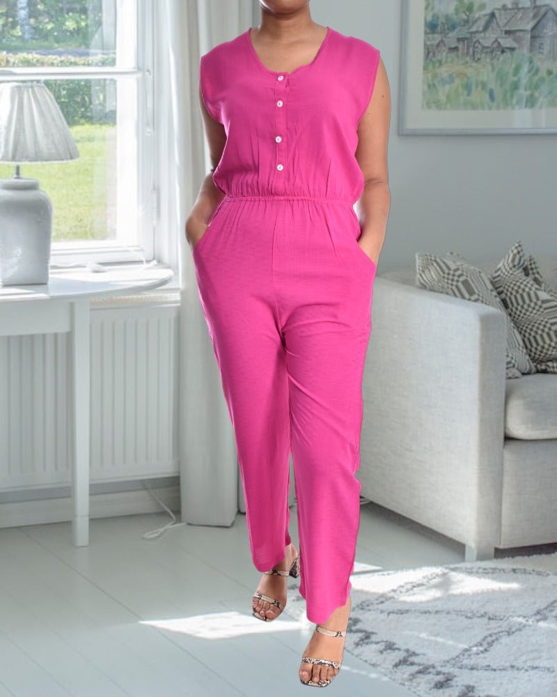 Cerise Pink Sleeveless Jumpsuit - StylePhase SA