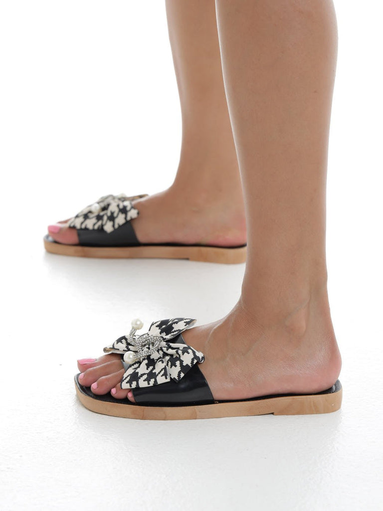 Cloth Bow Black Sandals - StylePhase SA