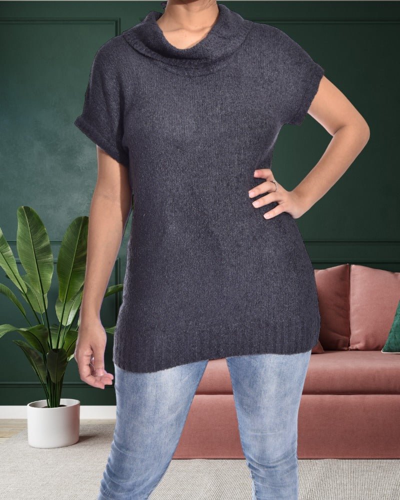 Cowl Neck Jersey Charcoal Top - StylePhase SA