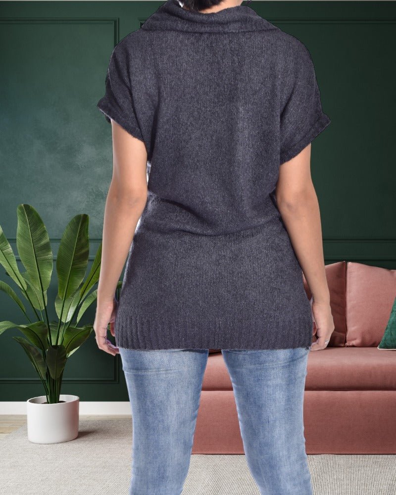 Cowl Neck Jersey Charcoal Top - StylePhase SA