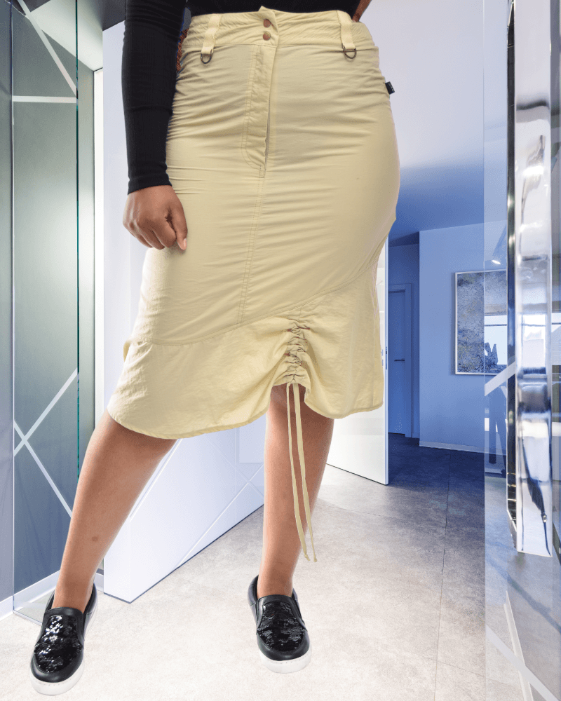 Cream Side Ruched Skirt - StylePhase SA