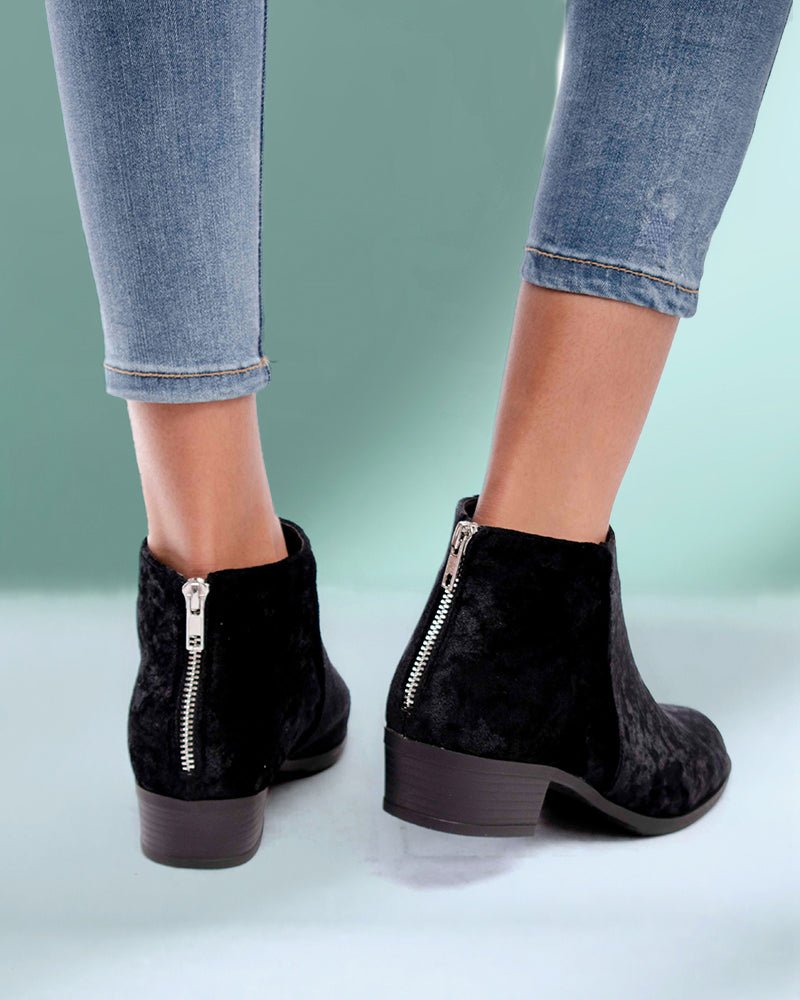 Elisha Black Velvet Boots - StylePhase SA