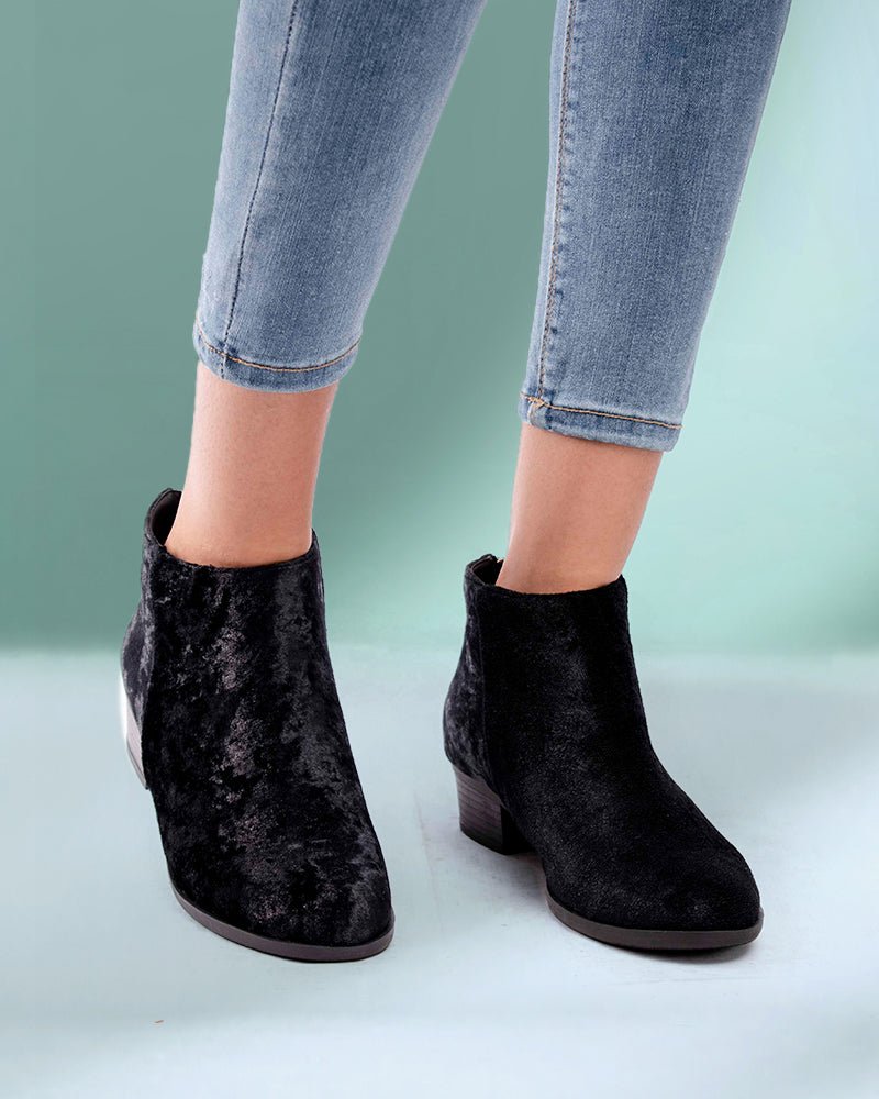 Elisha Black Velvet Boots - StylePhase SA