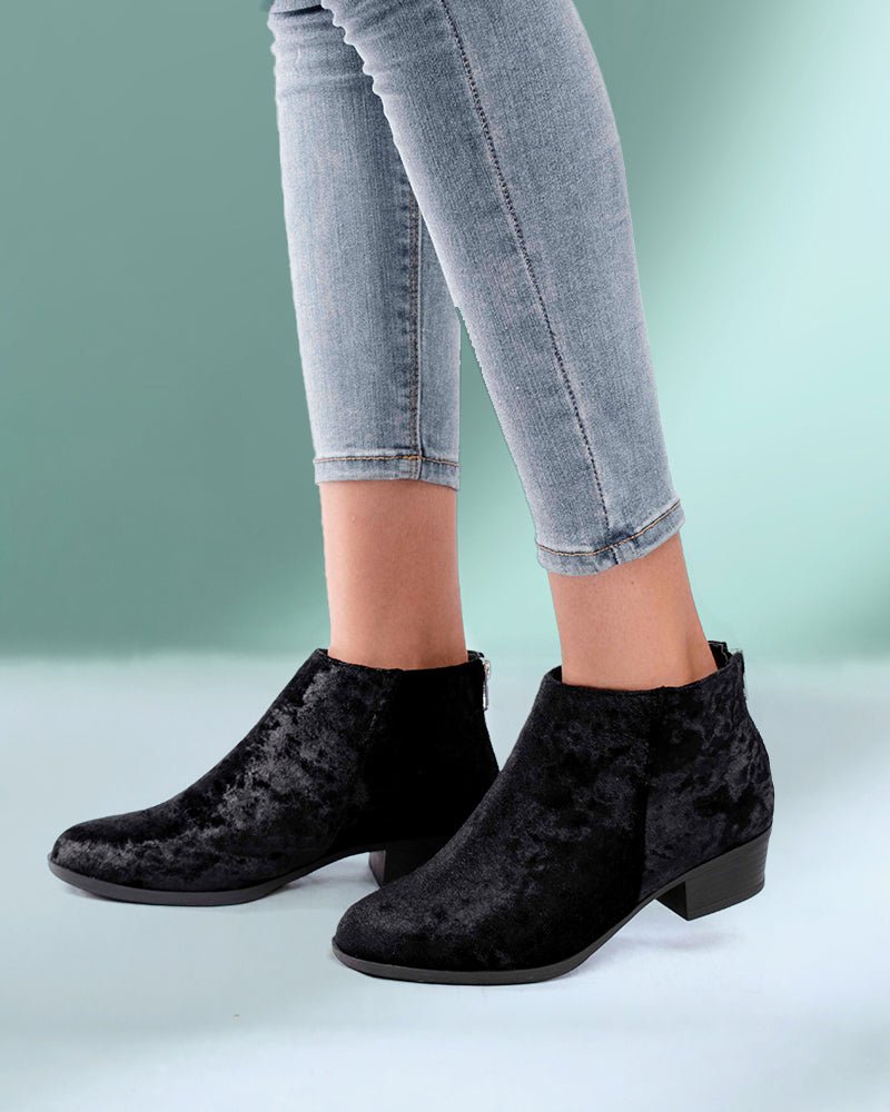 Elisha Black Velvet Boots - StylePhase SA