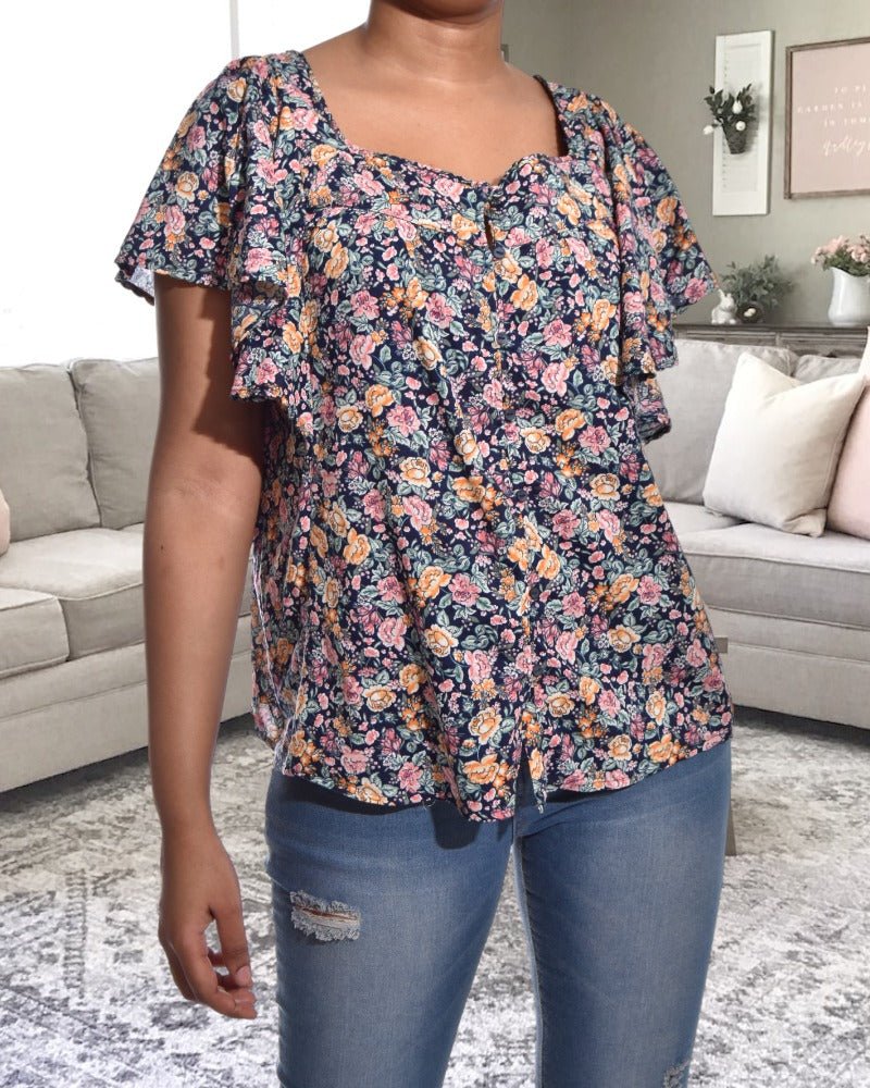 Floral Ruffle Sleeve Top - StylePhase SA