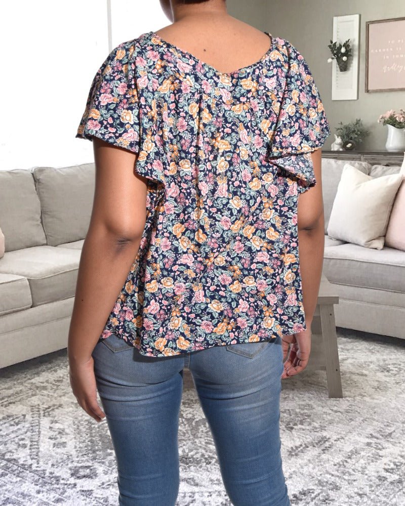 Floral Ruffle Sleeve Top - StylePhase SA