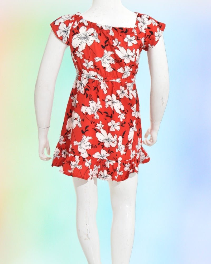 Girls Red And White Floral Mini Dress - StylePhase SA