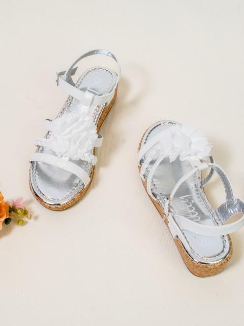 Girls silver sandal with flower - StylePhase SA