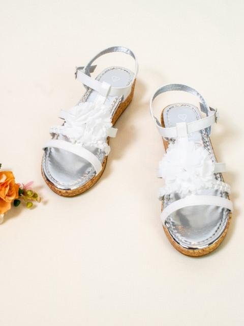 Girls silver sandal with flower - StylePhase SA