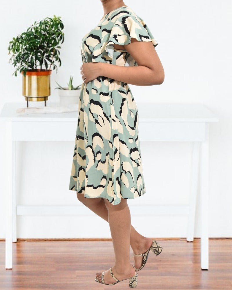 Green And Cream Mini Dress - StylePhase SA