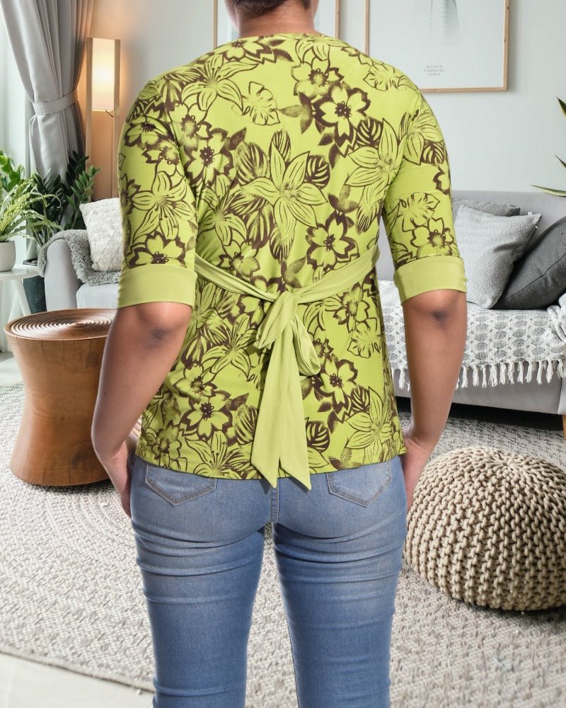 Green Floral Tie Back Top - StylePhase SA