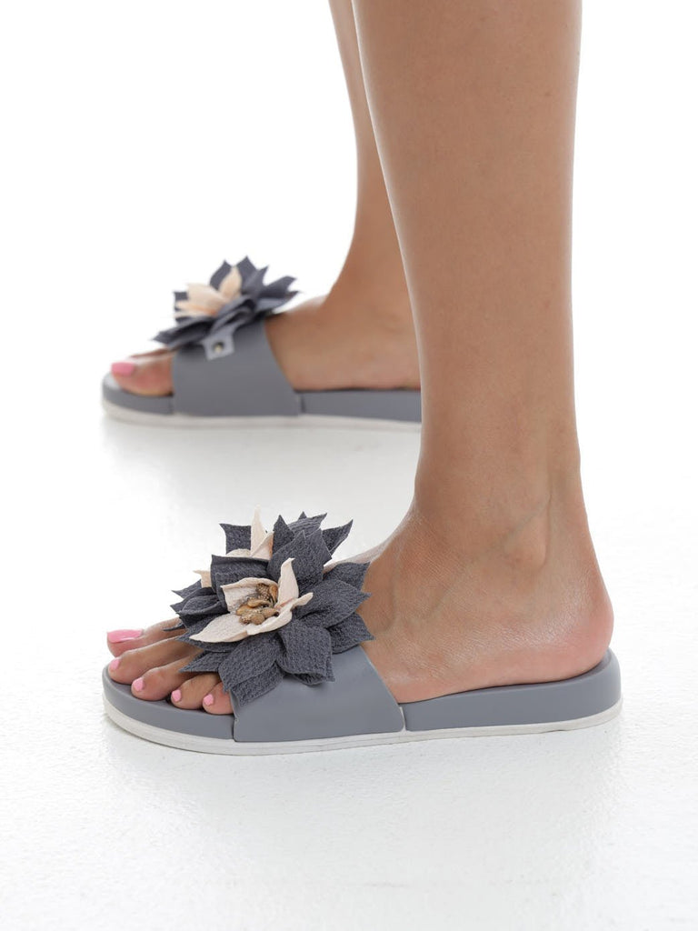 Grey Fashion Flower Sandals - StylePhase SA