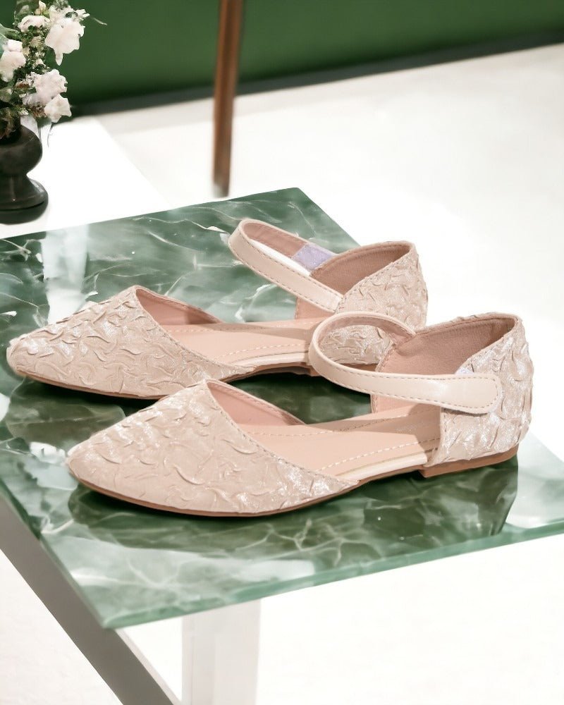Kids Beige Ankle Strap Flats - StylePhase SA