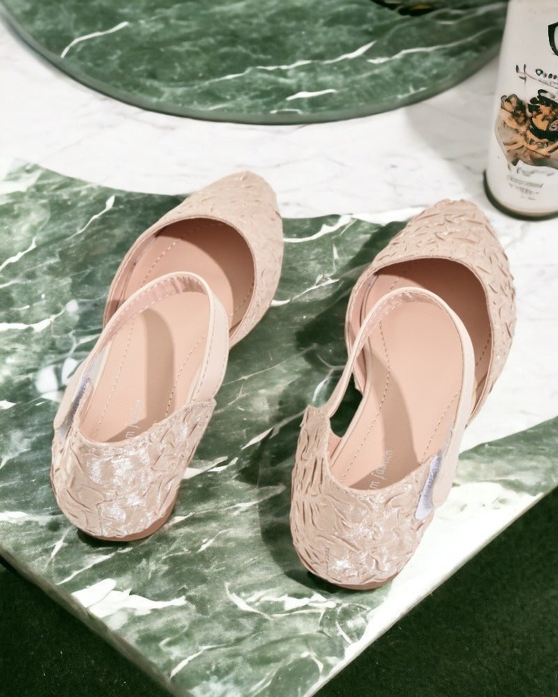 Kids Beige Ankle Strap Flats - StylePhase SA